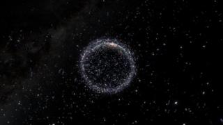 Визуализация спутников и другого мусора вокруг Земли