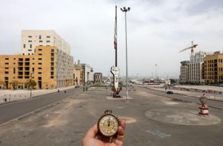 A pocket watch seen in Martyrs' Square in Beirut, Lebanon