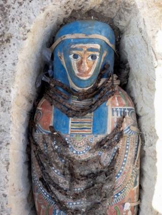 A mummy from the Pharaonic era is seen in Giza, Egypt - November 27, 2018