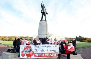 Protesters in Belfast who don't want abortion laws to change