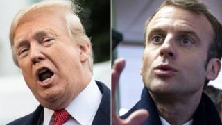 Fransa Cumhurbaşkanı Emmanuel Macron ve Trump