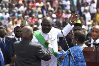 Weah at his inauguration