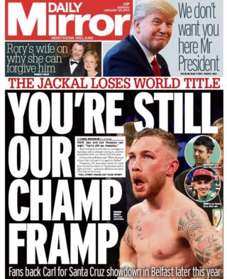 Front page of Daily Mirror