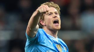 Manchester City's Kevin de Bruyne celebrates beating Newcastle in the Premier League