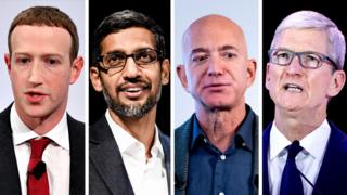 Mark Zuckerberg, Sundar Pichai, Jeff Bezos, Tim Cook