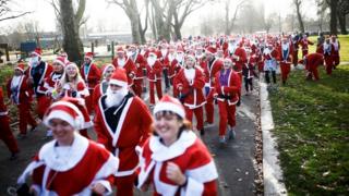 Santas in Victoria Park