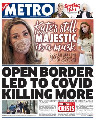 Metro front page