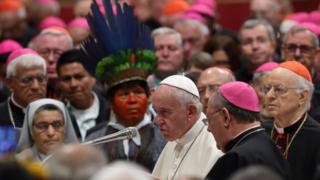 Papa Francisco durante el Sínodo de la Amazonía