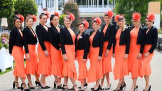 Group of women all in peach