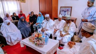 Shugaban Najeriya Muhammadu Buhari a wajen ta'aziyar Marigayi Shehu Shagari