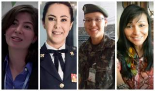 Imagem mostra fotos lado a lado da economista Clarissa Gandour, da tenente-coronel do Corpo de Bombeiros do DF Márcia da Cunha, da tenente da reserva Liane Fernandes Costa Silva e da tenente Silvia Nobre Waiãpi: As quatro devem integrar o governo de Jair Bolsonaro