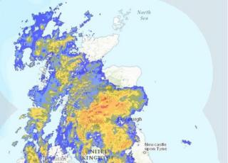 radar picture of Scotland on Sunday afternoon