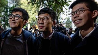(Từ trái) Châu Vĩnh Khang, La Quán Thông và Hoàng Chi Phong vừa được Hoa Kỳ nêu tên đề cử cho giải Nobel Hòa Bình