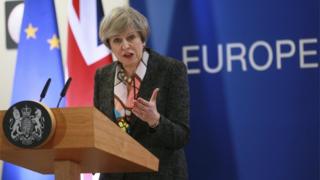 Theresa May at the European spring summit in Brussels, 9 March 2017