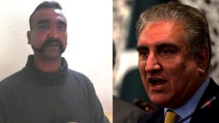पाकिस्तानाचे परराष्ट्रमंत्री शाह महमुद कुरेशी आणि भारतीय वैमानिक अभिनंदन वर्तमान