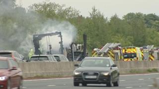 Scene of lorry crash on A1