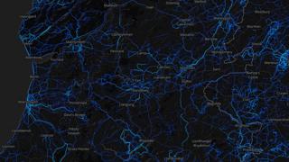 Powys - running routes (by Strava users 2015)