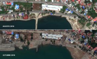 Imágenes que muestran Jetty antes y después del tsunami