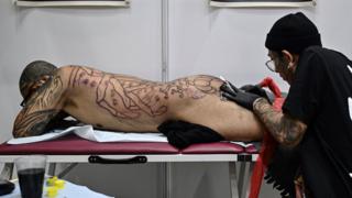 Man getting a tattoo