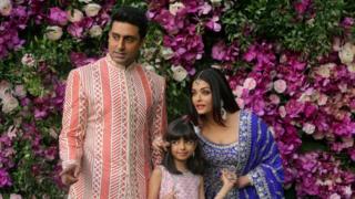 Abhishek, Aaradhya and Aishwarya Bachchan at a wedding