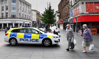 Police car in the centre of Leicester