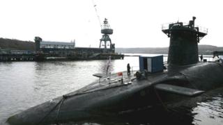 HMS Vanguard moored at the Faslane naval base