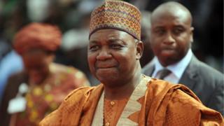 Namadi Sambo heads to the podium to speak at the last presidential campaign rally by President Goodluck Jonathan of the ruling Peoples Democratic Party in Abuja Saturday, March 26, 2011