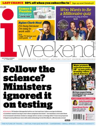 The i weekend front page 6 June