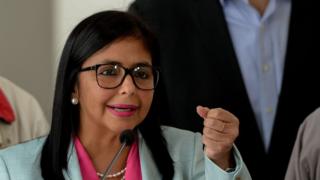 Delcy Rodríguez anunció la liberación de los presos el 23 de diciembre de 2017 en Caracas.
