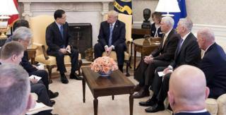 两名刚结束访朝的韩国官员将金正恩的口信转达给特朗普