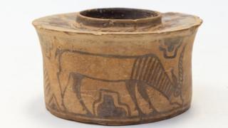 An Indus Valley Harappan Civilisation pottery jar dating back to 1900 BC