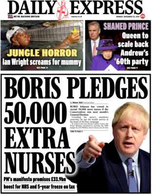 Front page of the Express