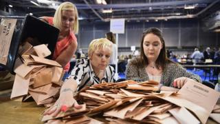 Counting staff check ballot papers