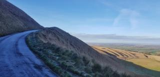 The icy road up White Horse Hill