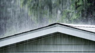 Rain on shed roof