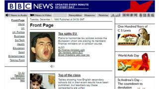 BBC News website front page from 1998