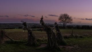 "Three dancing fairies" sculpture at the Rollright Stones near Chipping Norton