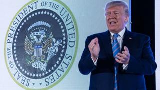 Trump durante la conferencia.
