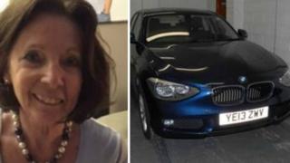 Christine James and her blue BMW