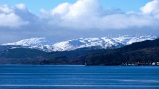 Ardrishaig and the Knapdale hills / Allt Dearg windfarm taken from Lochgilphead on Sunday