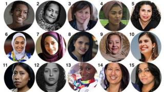 Images of many of the BBC's 100 Women 2019