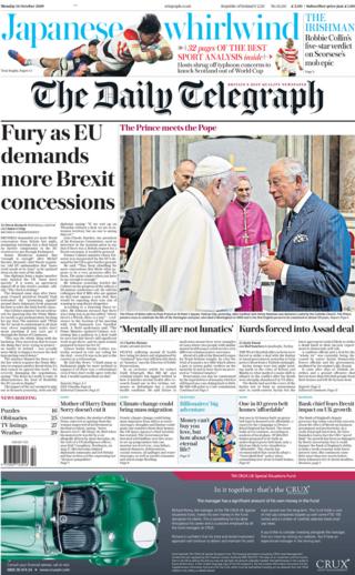 Front page of the Daily Telegraph