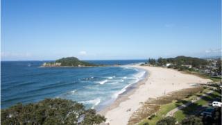 Main beach viewed from Mount Maunganui, Tauranga, North Island, New Zealand, October 30, 2017.
