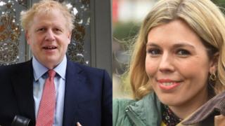 Boris Johnson for left and Carrie Symonds for right