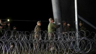 Hungarian soldiers close border with Croatia near village of Zakany. 17 October, 2015