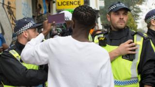 Police in a crowd