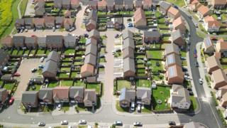 Aerial view of northern UK suburbs