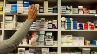 Pharmacy shelves