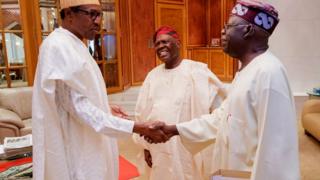 Aarẹ Buhari, Bisi Akande ati Bola Asiwaju Bola Tinubu nilu Abuja