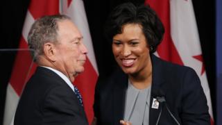 Michael Bloomberg receives an endorsement from Washington DC Mayor Muriel Bowser